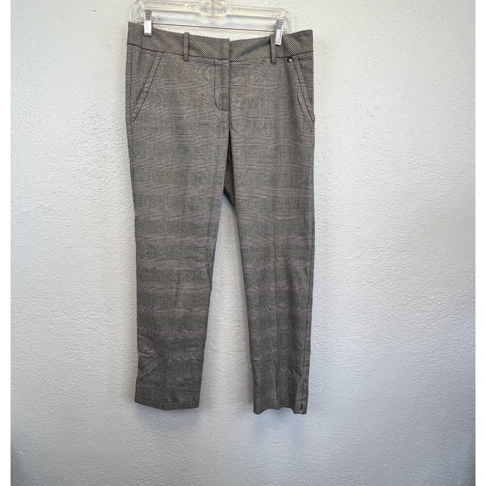 Trina Turk Women's Black Plaid Houndstooth Ankle Dress Pants Size 8